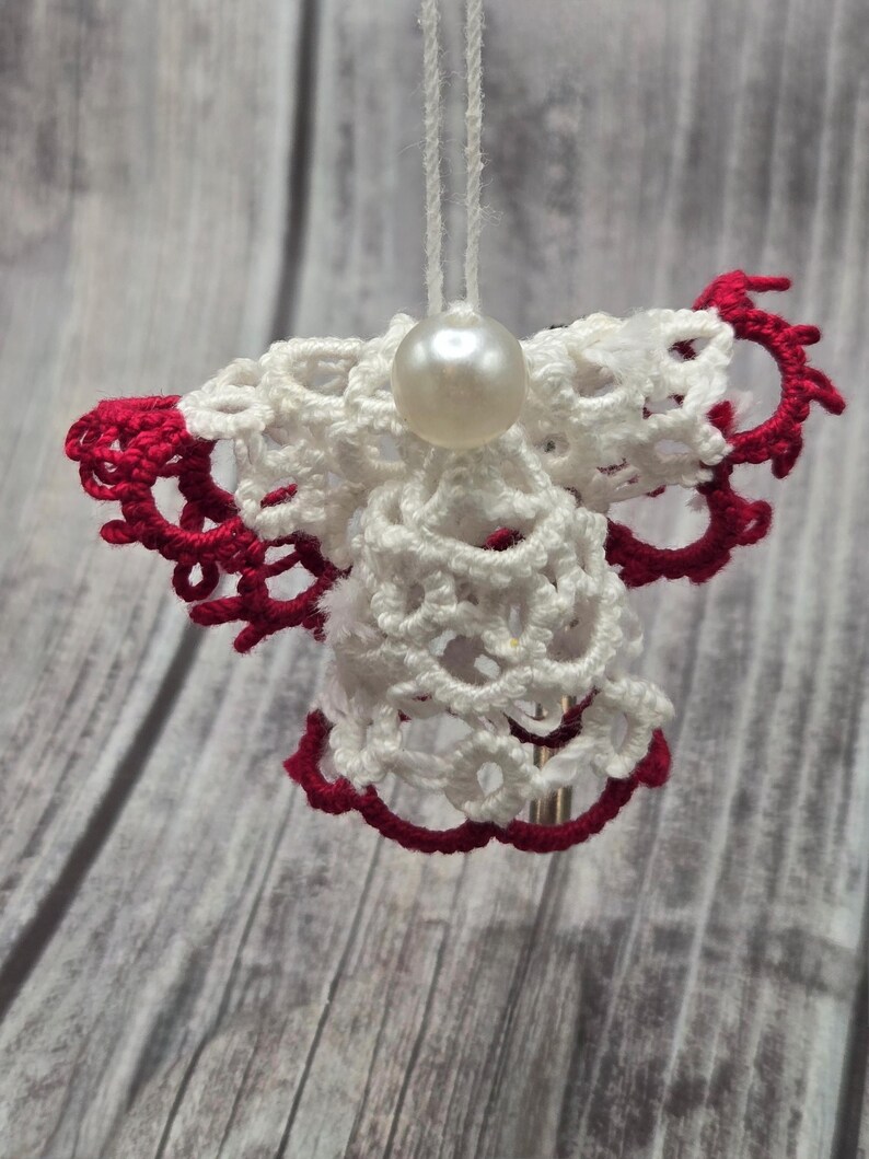 Tatted Angel Ornament | Christmas Angel Decoration Cardinal Red