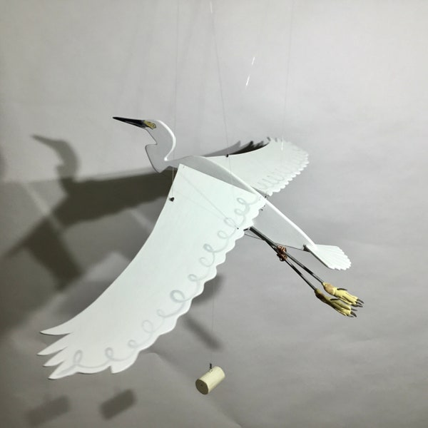 Flying Wooden Egret