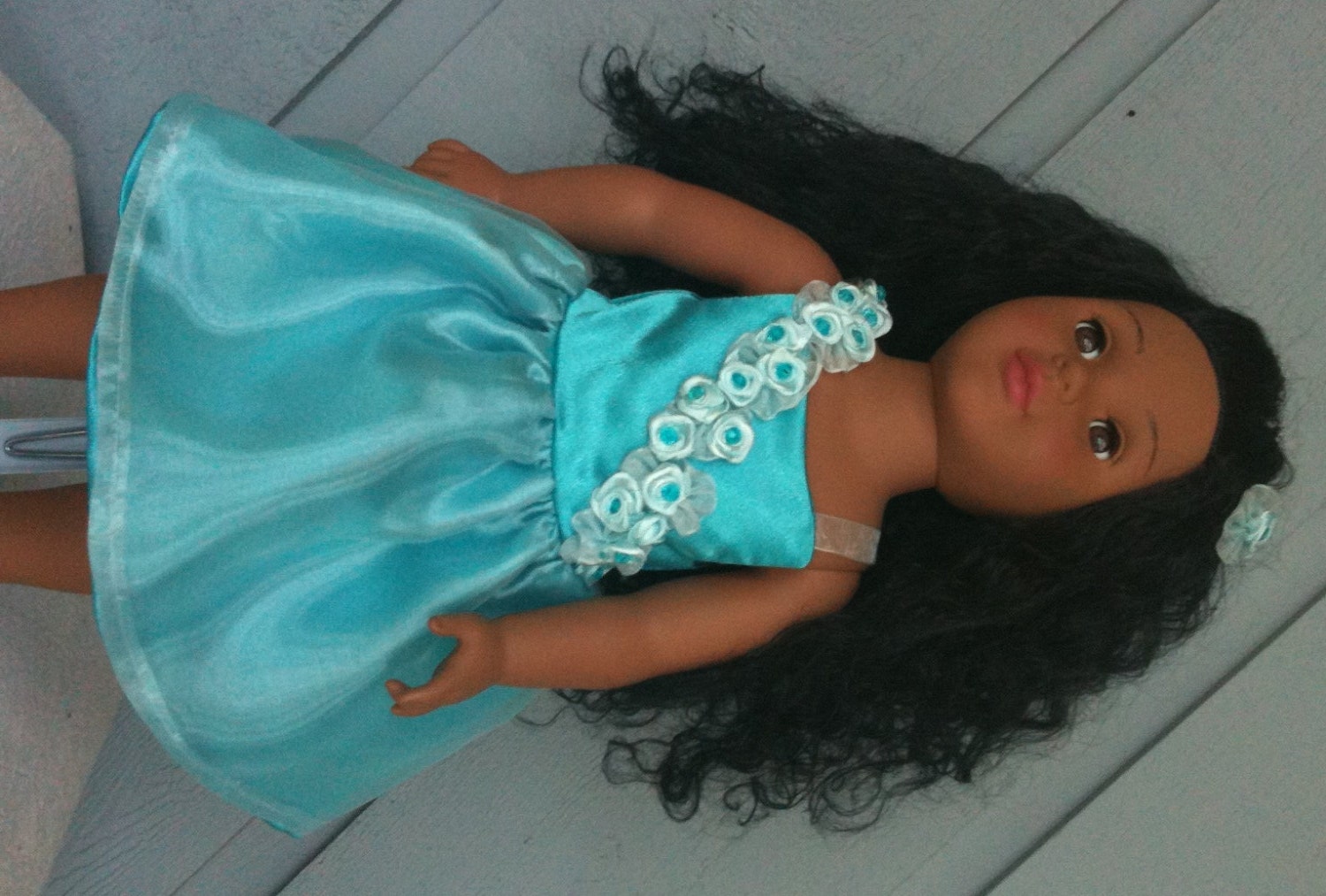 4. "Aqua" 18 inch doll with blue hair - wide 3
