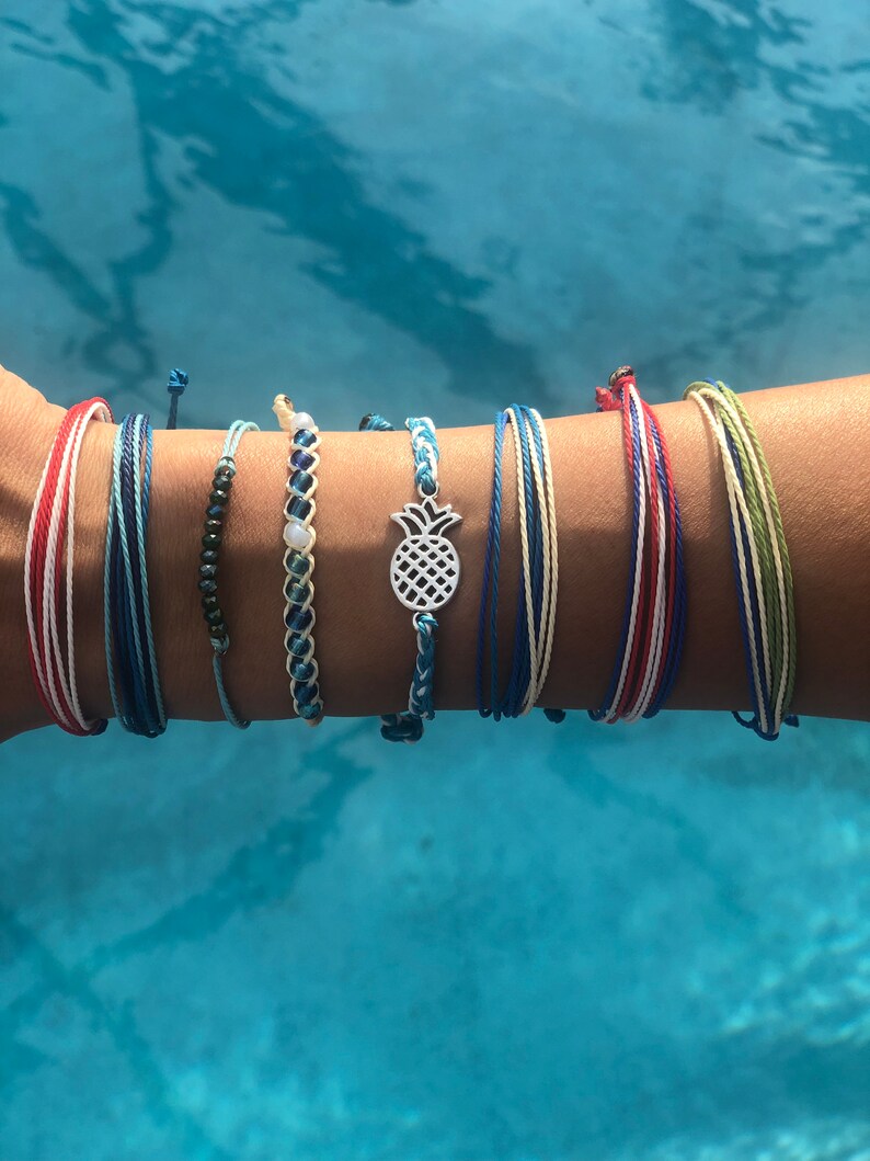 Wax String Bracelets Waterproof Pura Vida Style Charm Etsy