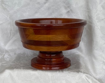 large footed wooden bowl/ hand turned wooden bowl/ wooden fruit bowl