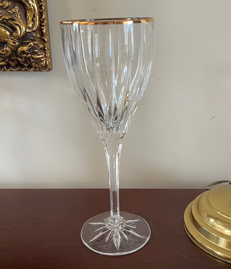Mikasa Stemware/ Mikasa Wine Glasses/ Wine Glasses/ Crystal Wine Glasses/ Gold Rimmed Wine