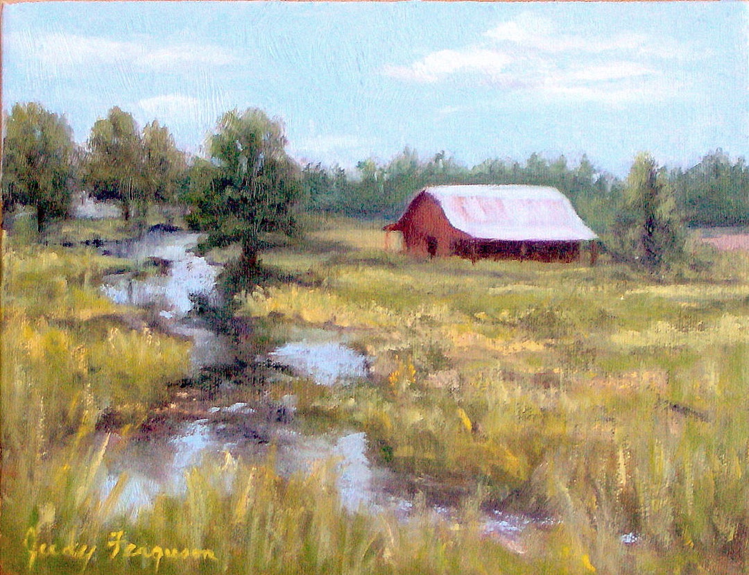 Red Barn Painting/ Barn and Pasture/ Pastoral Painting of a Red Barn ...