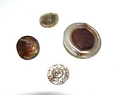 Lot of 4 Shell Antique Buttons - Mother of Pearl and Abalone - Variation