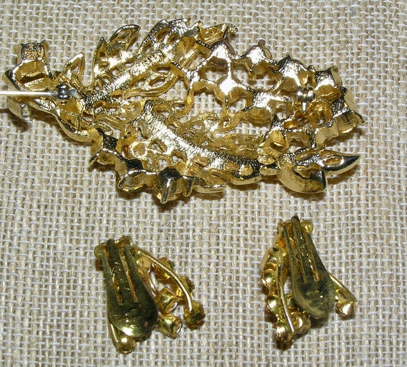 LISNER Vintage Yellow and Gold Leafy Brooch and M… - image 5