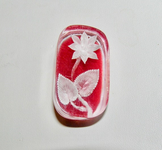 Two Back Carved and Painted/Sealed Lucite Pins - image 3