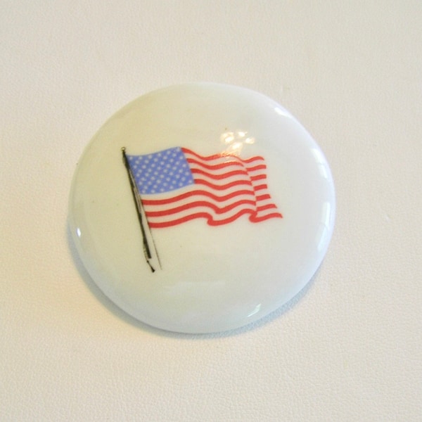 NBS Large Ceramic Transferware Studio Button: American Flag