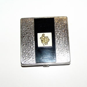 YARDLEY of London Silver and Black Enameled Art Deco Compact, c1930s