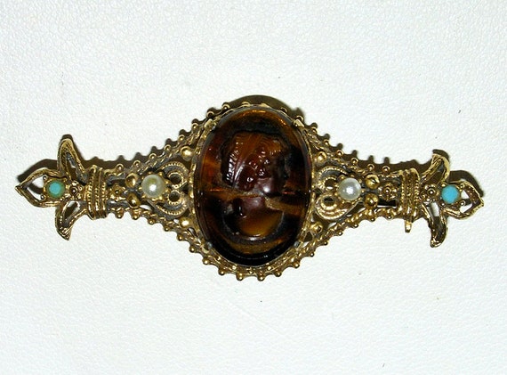 FLORENZA Vintage Victorian Revival Cameo Brooch -… - image 2