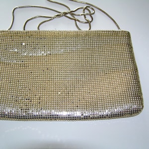 Vintage Metallic Gold Metal Mesh Evening Clutch Handbag Purse