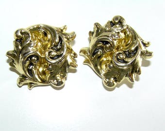 Pendientes vintage Whiting & Davis con diseño en espiral tono dorado