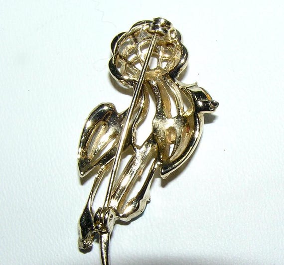 Vintage Floral/Sealife Brooch - Pave Set Crystals View 4