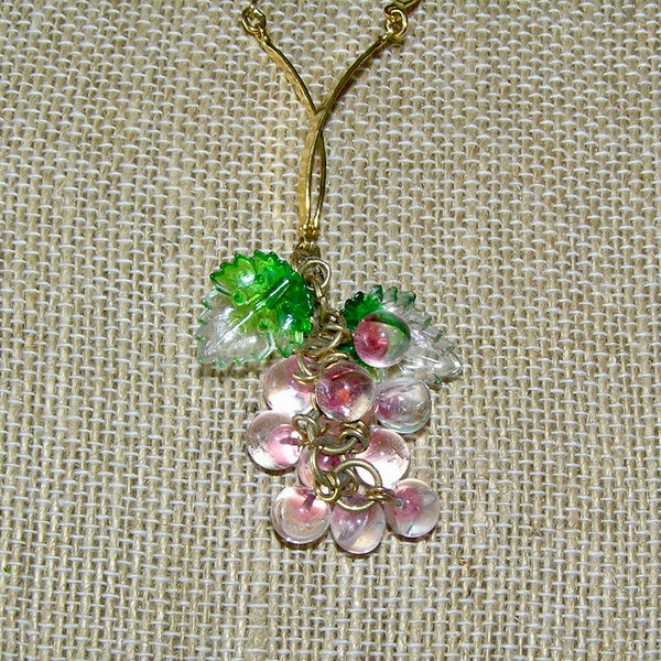 Very Sweet Glass 'Fruit Salad' Necklace  with Lovely Scalloped Chain