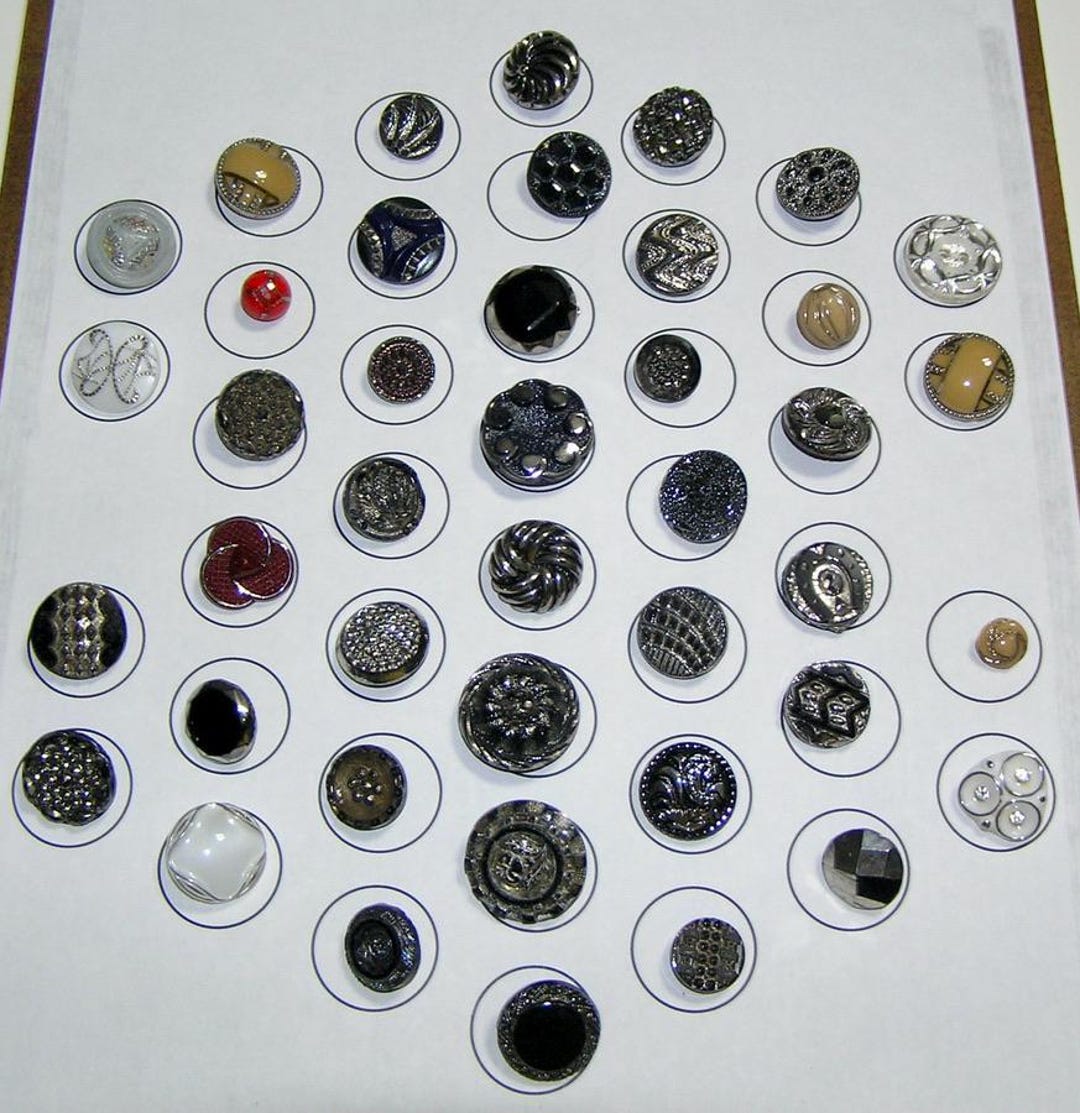 Lot of 42: Antique Buttons With Silver Luster - Lots of Variation in ...