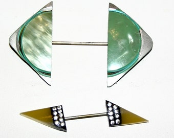 Two 1930s Celluloid Hat/Collar Pins
