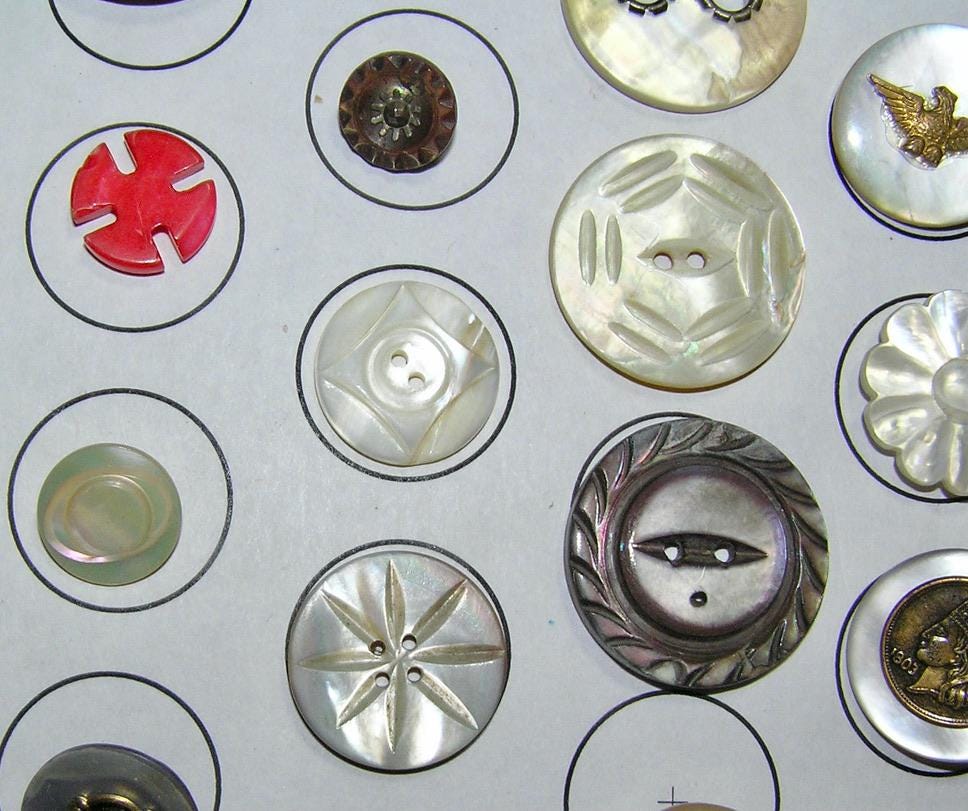 Antique Shell Buttons - Lot of 22 - Pearl/abalone - Variation in Design ...