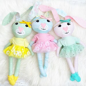 RTS Handmade Heirloom Easter Bunny Cloth Rag Doll - Bunny Doll - Toddler Girl Gift - Easter Basket gift - kid gift - Boho Toy - Cute Doll