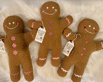 RTS Gingerbread cookie pillow, decorative gingerbread pillow, Christmas decor, Christmas pillow, Gingerbread decor, Sherpa gingerbreadpillow