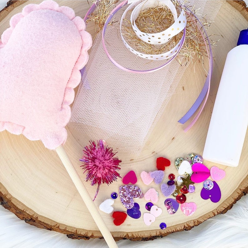 DIY Felt Heart Wand Decorating Kit Valentine's Day Craft Etsy