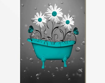 Teal Bathroom Decor Etsy