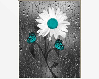 teal wall art etsy