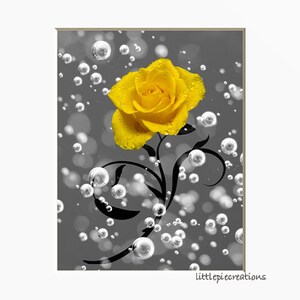 Yellow Bathroom Wall Art, Yellow Wall Prints, Yellow Matted Photography ...