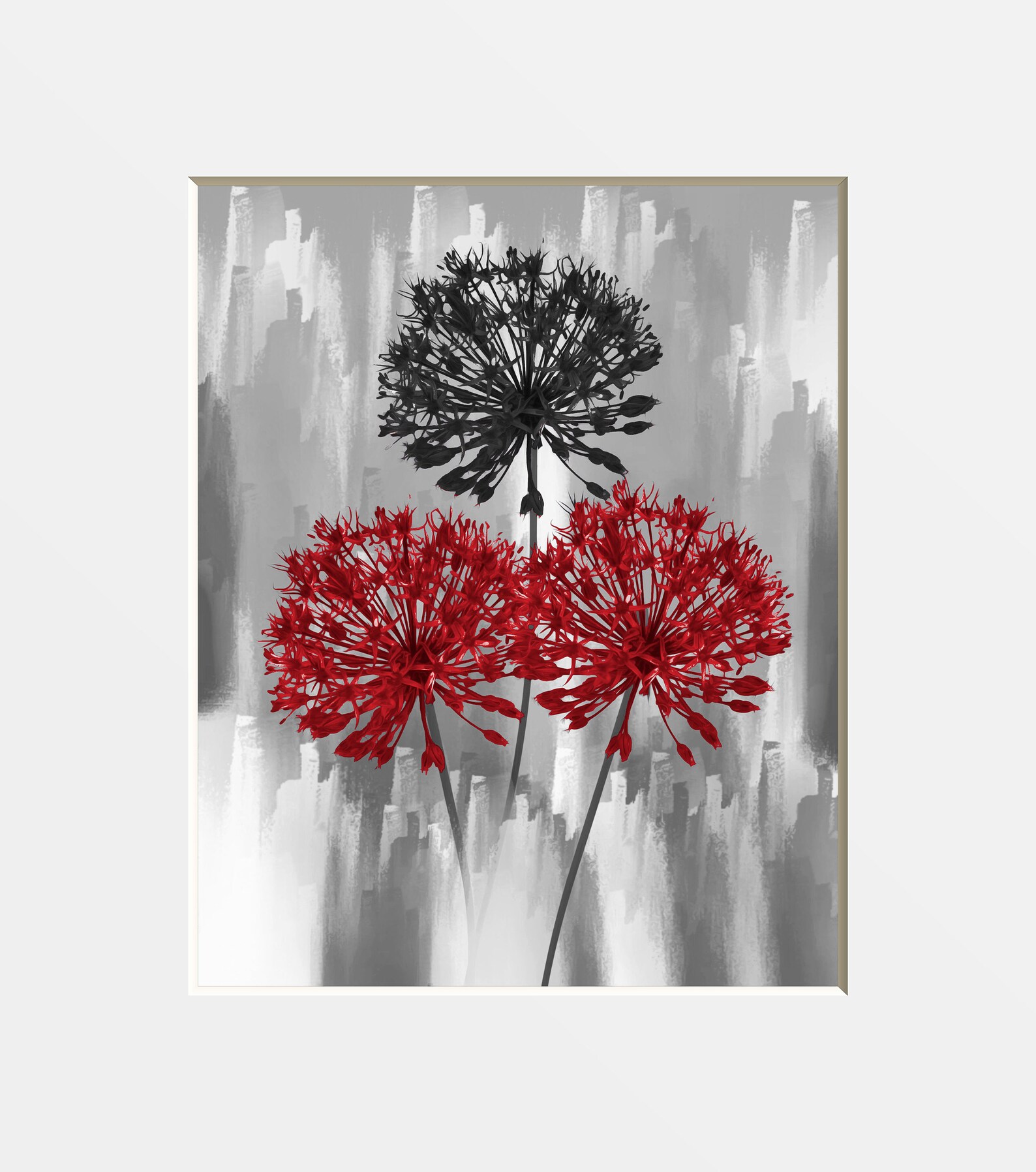 Black White Red Wall Art Red Home Decor Daisy Flowers Etsy