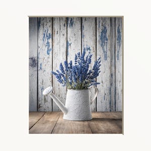 Rustic Kitchen Matted Wall Art Print | Country Farmhouse Blue Floral Decor | Cottagecore Farmhouse Botanical