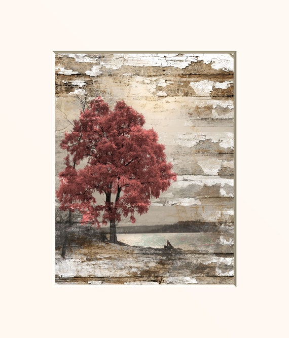Coral Brown Wall Art Coral Tree Art Rustic Bedroom Bathroom Coral Wall Art Matted Picture