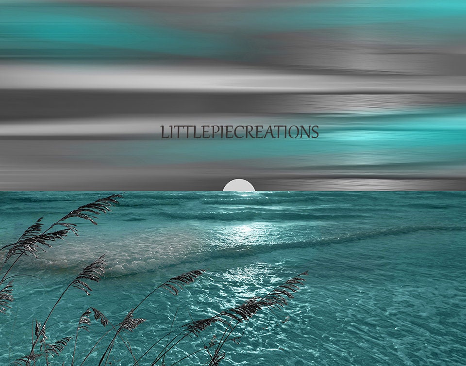 Teal Coastal Beach Decor Teal Bathroom Bedroom Modern Etsy