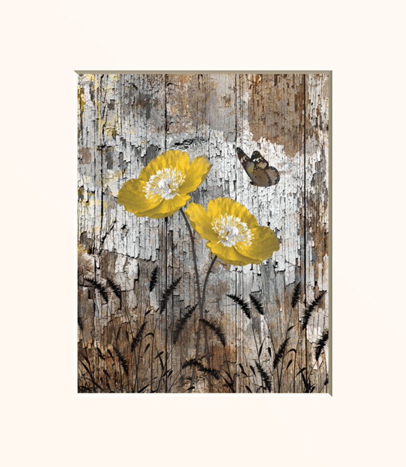 Yellow Wall Art Rustic Home Decor Yellow Daisy Flower Etsy