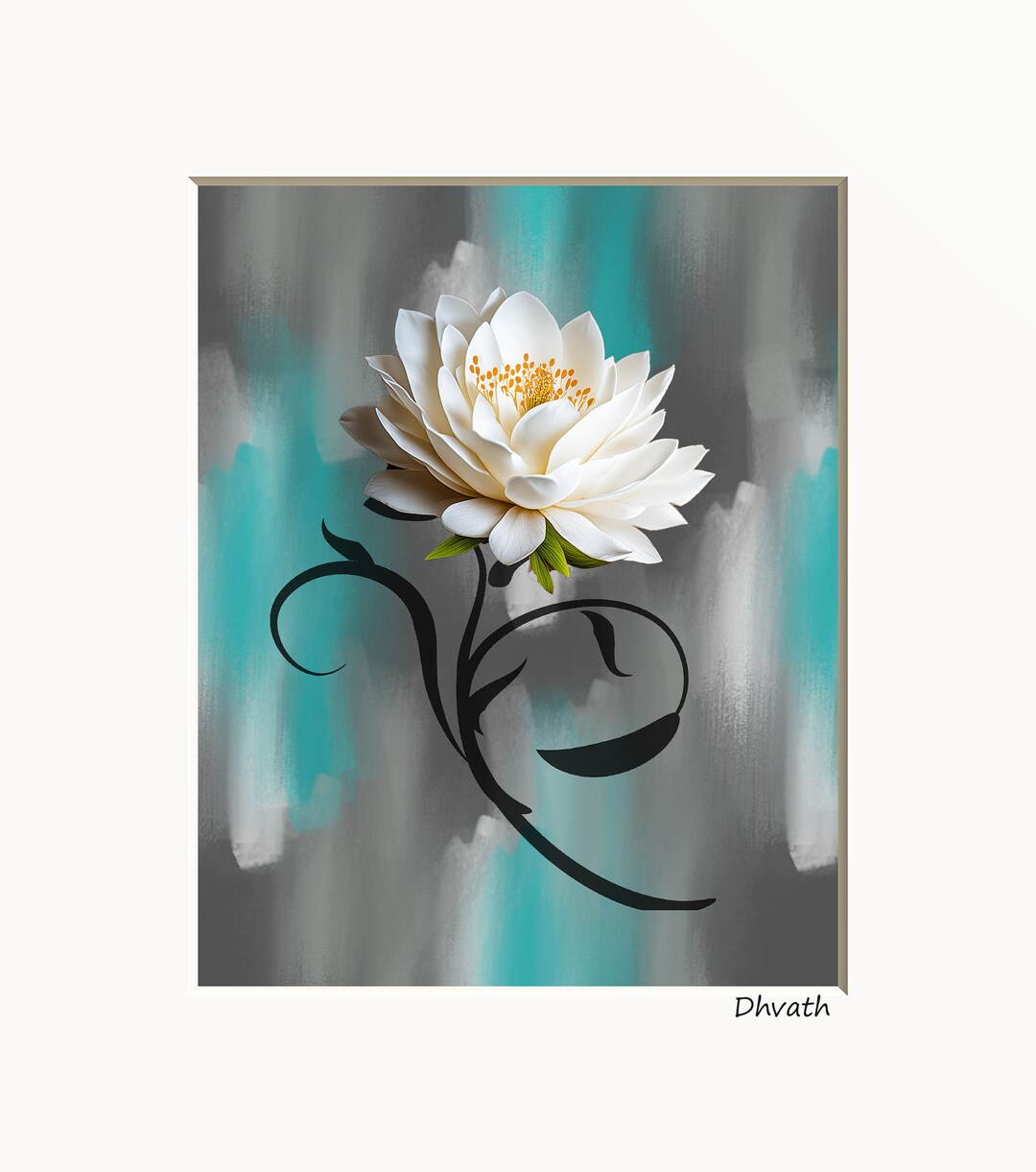 Black White Teal Wall Art, Daisy Butterflies Print, Teal Home Decor