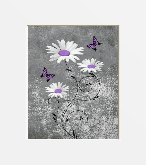 RED PURPLE FLORAL CANVAS ARTWORK PICTURE DAISY PAINTING SPLIT MULTI 4 PANEL 40/"