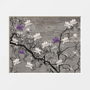 Purple Flower Photography Print: Rustic Floral Matted Wall Art