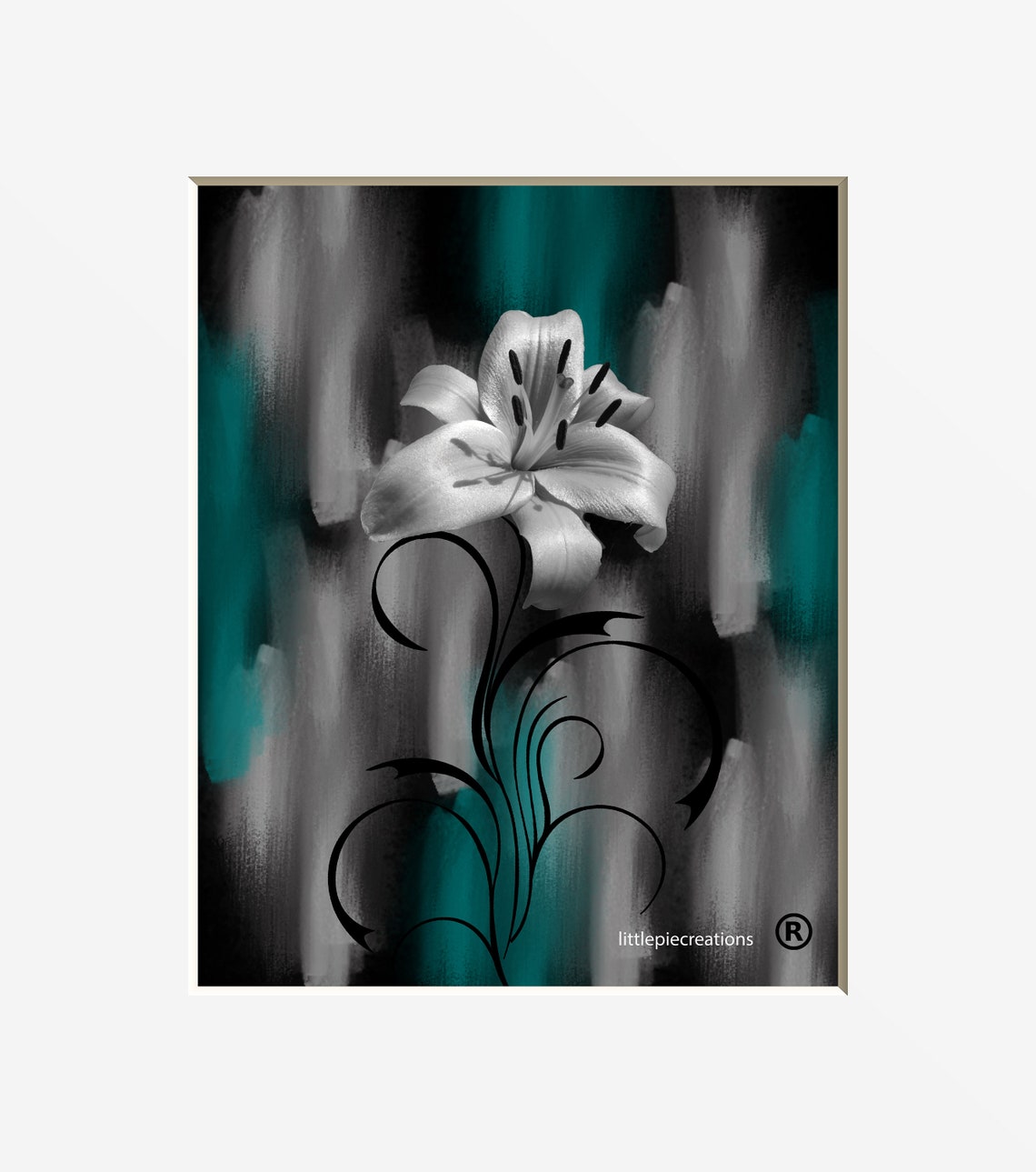 Black White Turquoise Wall Art Tree Moon Bedroom Home Decor - Etsy