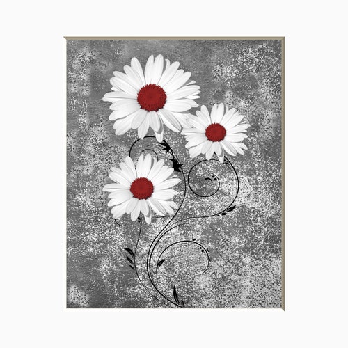 Black White Red Tree Wall Decor Pop of Red Forest Path Etsy