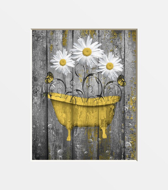 Rustic Country Vintage Bathroom Decor Daisy Flowers In Etsy