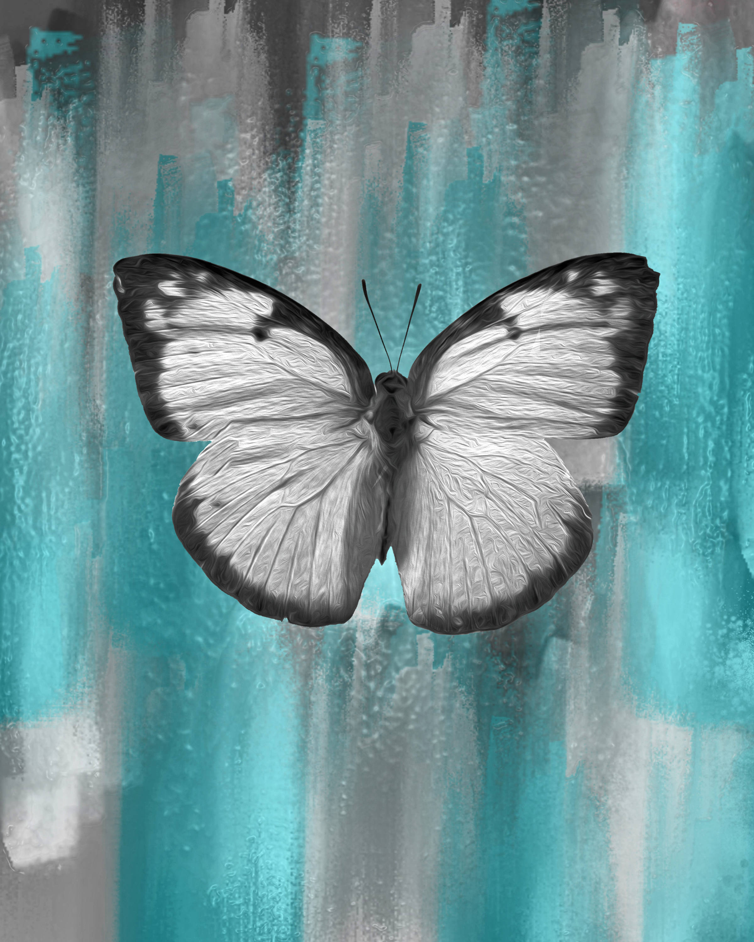 Butterfly Wall Art Teal Gray Modern Wall Art for Bedroom Etsy