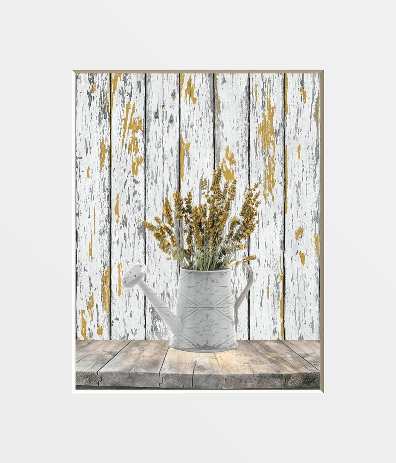 Yellow Wall Art Rustic Modern Flowers in Water Can Yellow Etsy