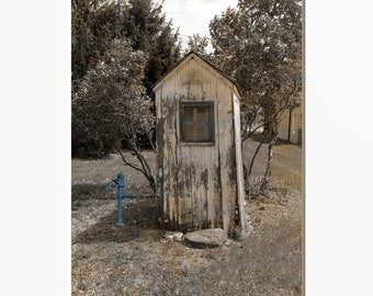 Vintage Outhouse Farmhouse Bathroom Home Decor Wall Art Matted Picture (Options)