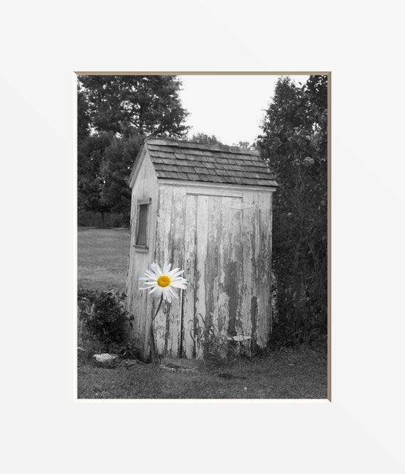 Photograph photography print wall art Outhouse metal Home Decor Vintage old Bathroom free shipping Photo