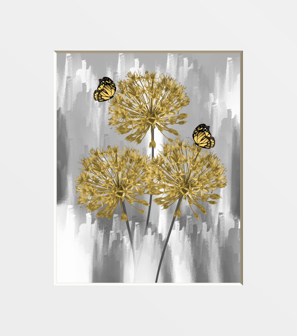 Black White Yellow Wall Art Tree With Leaves Yellow Pop of Etsy
