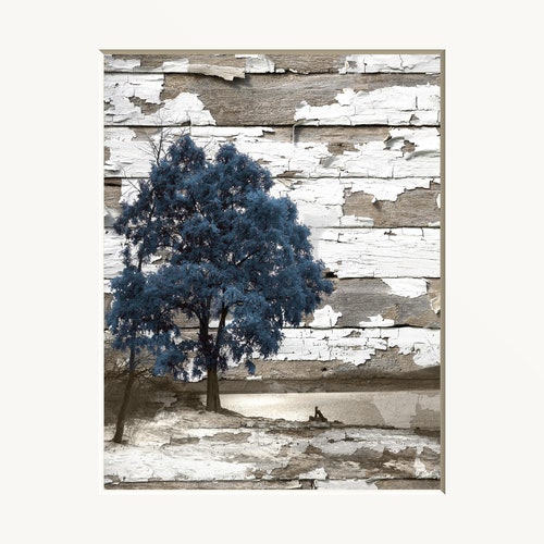 Brown Blue Rustic Home Decor Wall Art Farmhouse Country Wall - Etsy