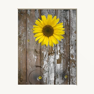 Rustic Sunflower Wall Art: Farmhouse Decor, Matted Picture