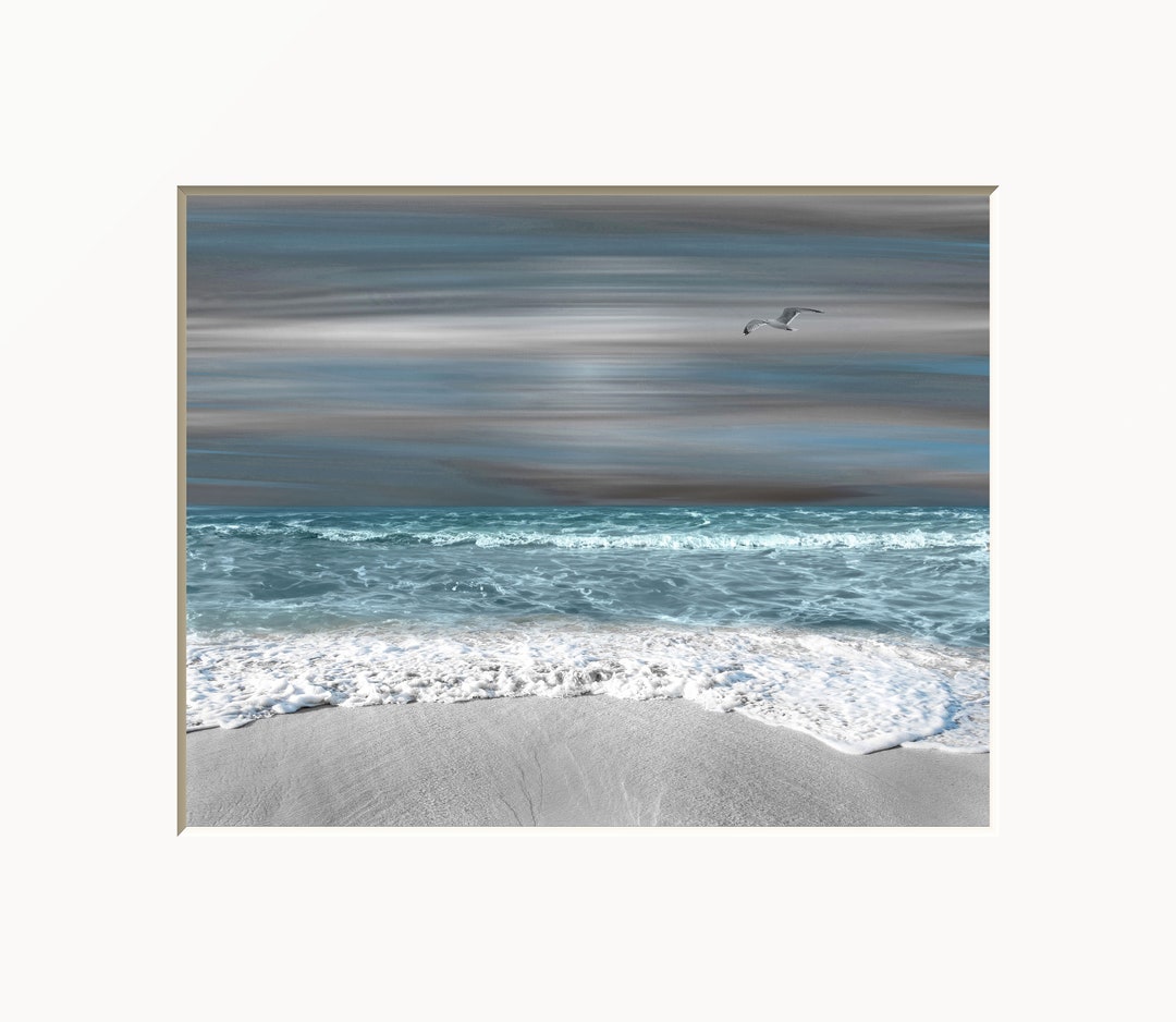 Blue Coastal Beach Modern Wall Art Home Decor Bedroom Bathroom Wall Art
