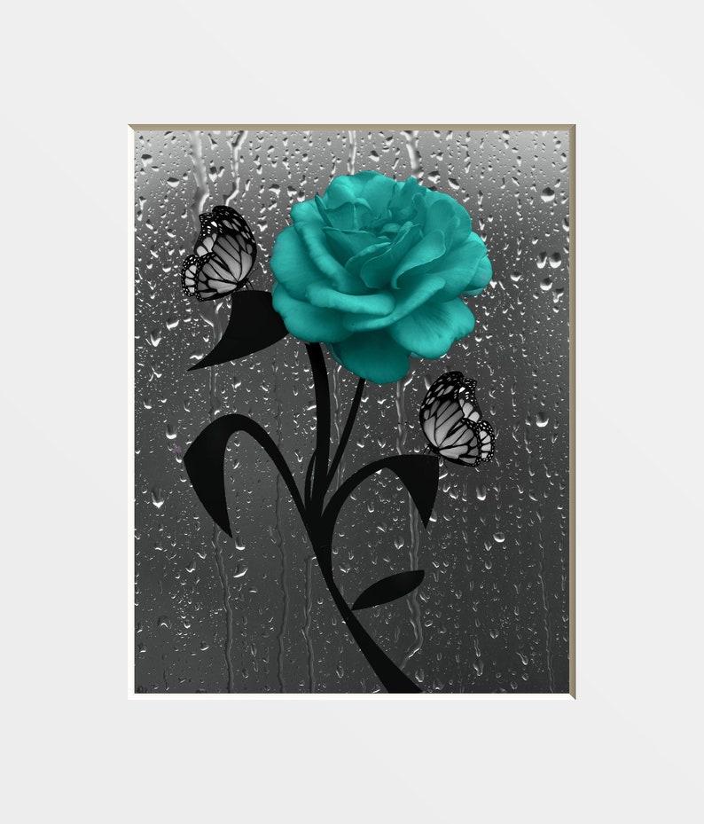 Teal Blue Rustic Wall Art Daisy Flowers Teal Home Decor Etsy