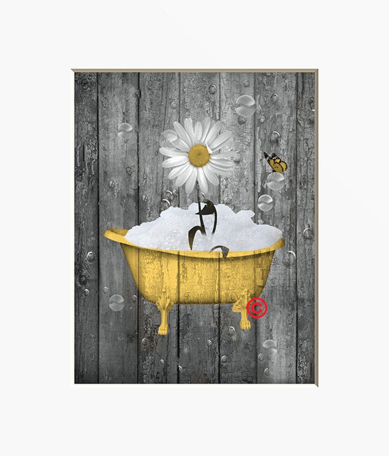 Rustic Country Vintage Bathroom Decor Daisy Flowers In Etsy