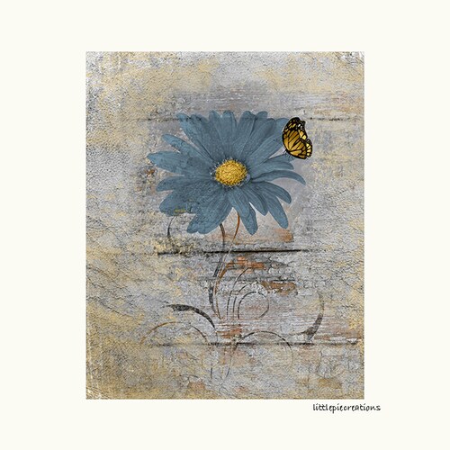 Yellow Gray Wall Art for Bathroom Yellow Rustic Daisy Flower Etsy