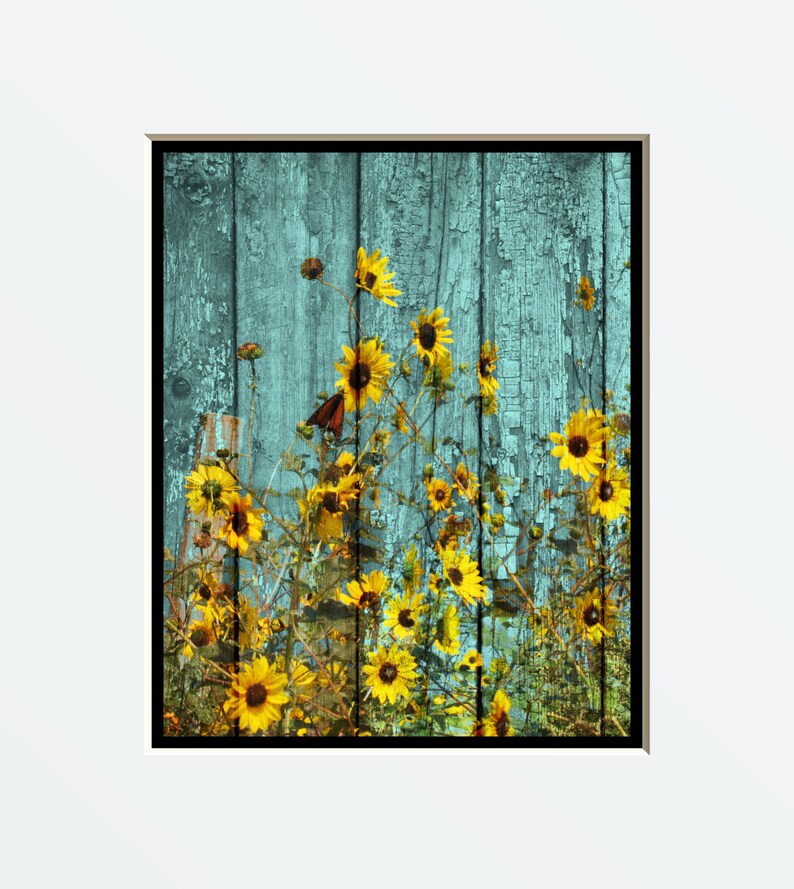 Rustic Sunflowers Butterfly Wall Decor Bathroom Bedroom Etsy