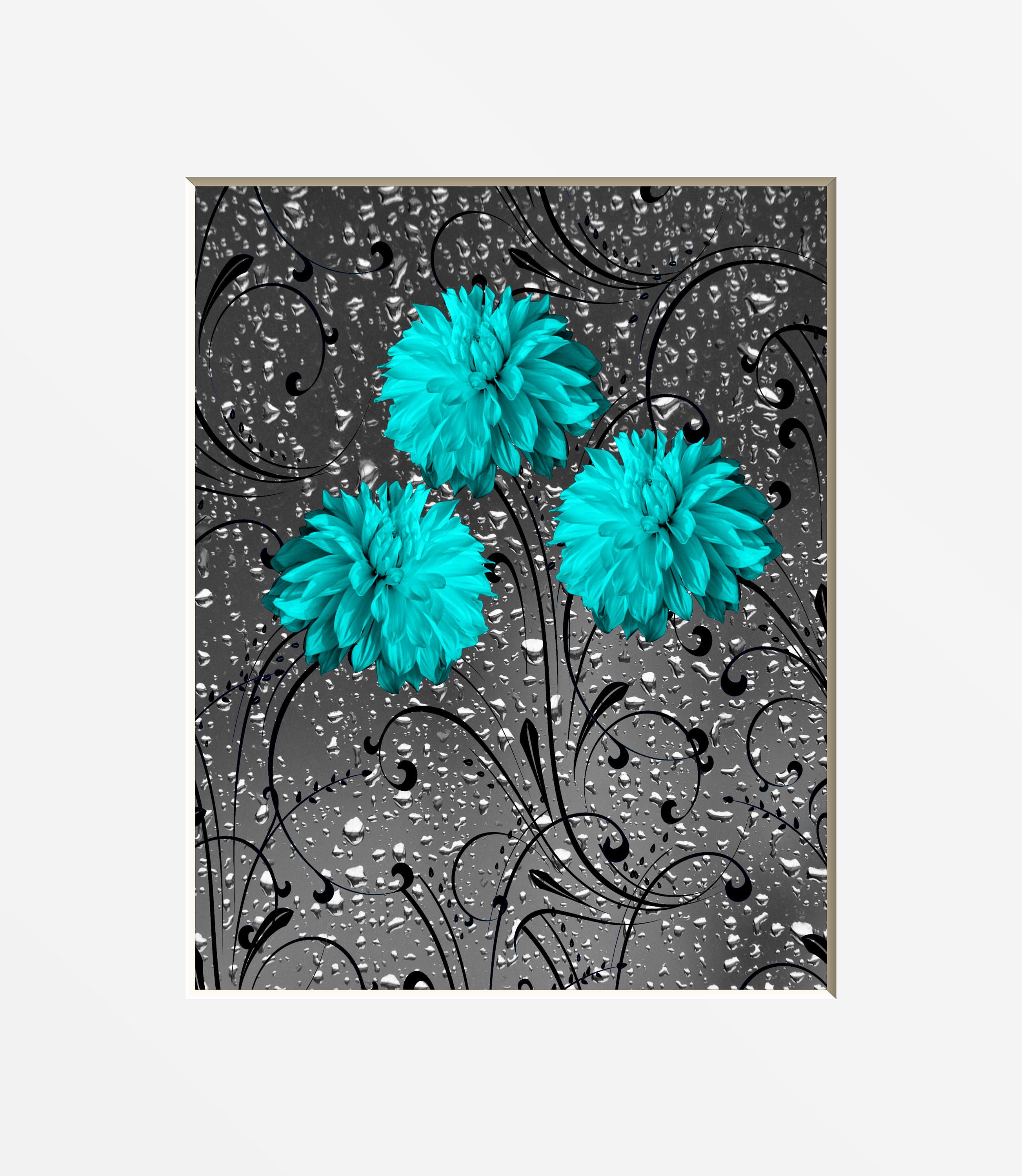 Teal Gray Bathroom Wall Decor Teal Flowers Modern Teal ...